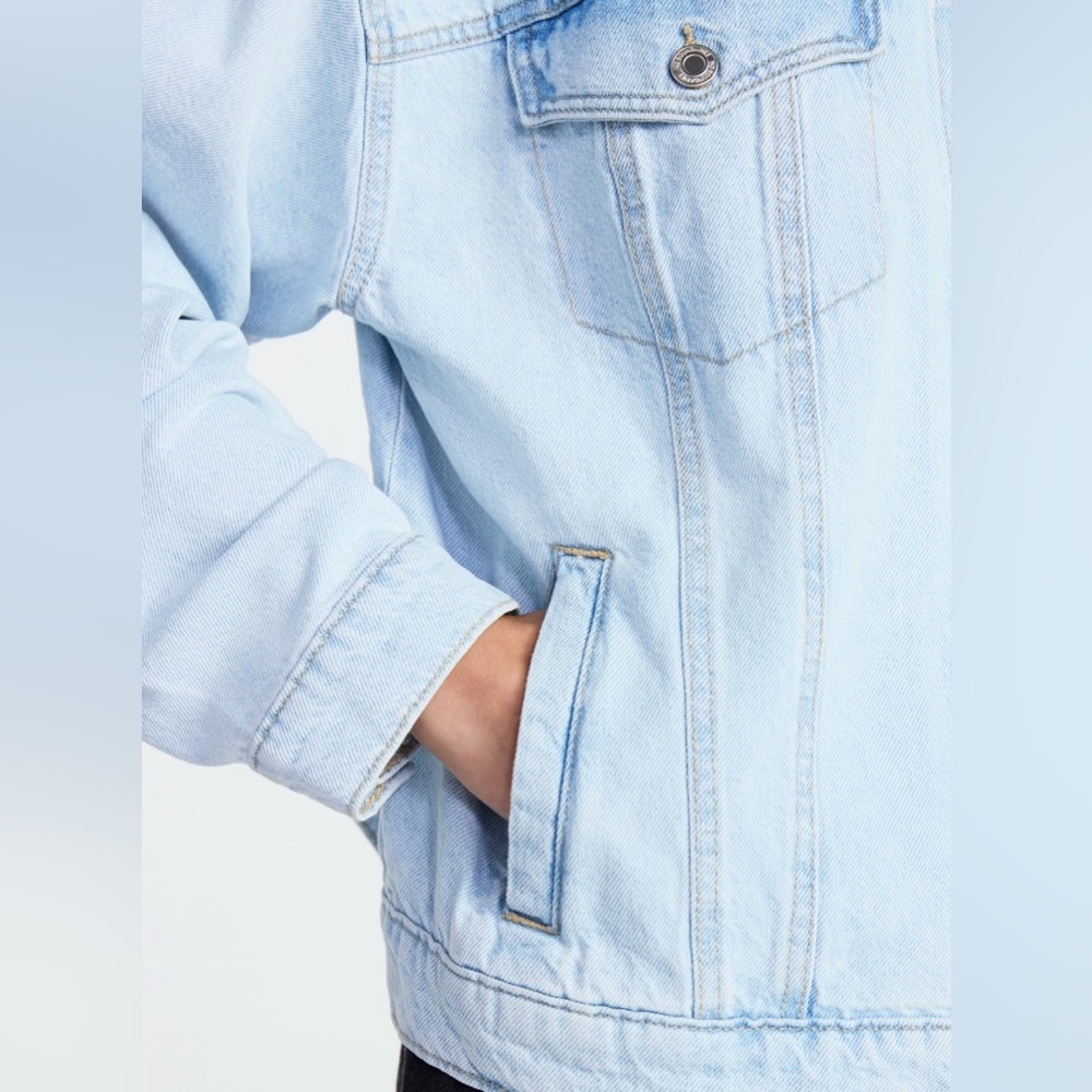 NWT Oversized Super Light Blue Cotton Denim Jean Jacket